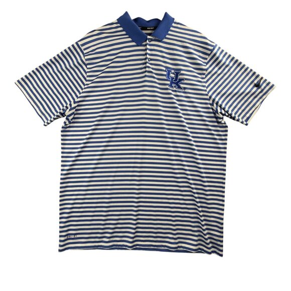 Nike Other - Kentucky Wildcats Polo Shirt Mens XL Blue NCAA Golf Nike Dri Fit Striped Stretch